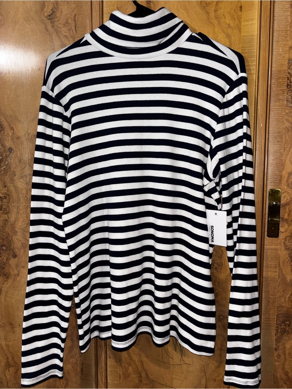 Sonoma navy & White Striped Long-Sleeve Turtleneck women’s size XXL